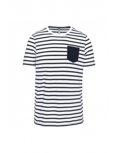 T-shirt rayé marin avec poche manches courtes homme - K378-Accueil-Alchimistes