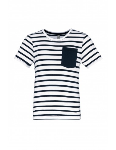 T-shirt rayé marin avec poche manches courtes enfant - K379-Accueil-Alchimistes