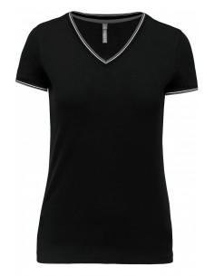 T-shirt maille piquée col V...