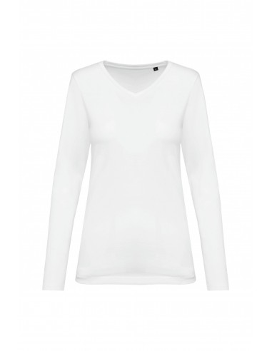 T-shirt Supima® col V manches longues femme - PK307-Accueil-Alchimistes