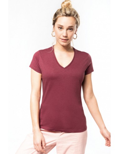 T-shirt coton Bio col V femme - K396