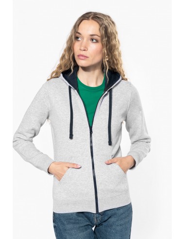 Sweat-shirt zippé capuche contrastée femme - K467-Accueil-Alchimistes