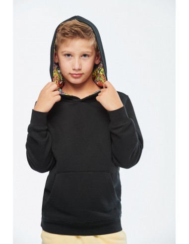 Sweat-shirt à capuche contrastée à motifs enfant unisexe - K4014-Accueil-Alchimistes