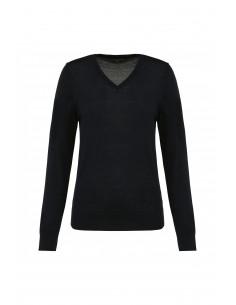 Pull Mérinos col V femme -...