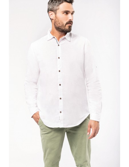 Chemise lin et coton manches longues homme - K588-Accueil-Alchimistes