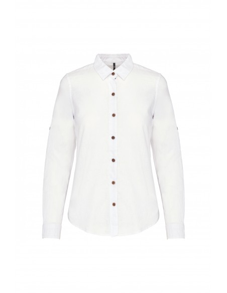 Chemise lin et coton manches longues femme - K589-Accueil-Alchimistes