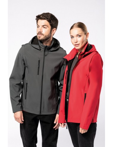 Veste Softshell 3 couches à capuche avec manches amovibles unisexe - K422-Accueil-Alchimistes