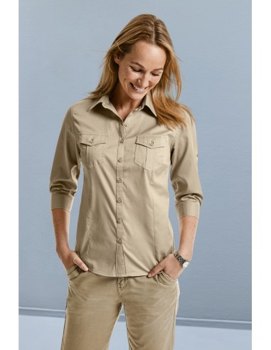 CHEMISE FEMME MANCHES 3/4 TWILL ROLL-UP - RU918F-Accueil-Alchimistes