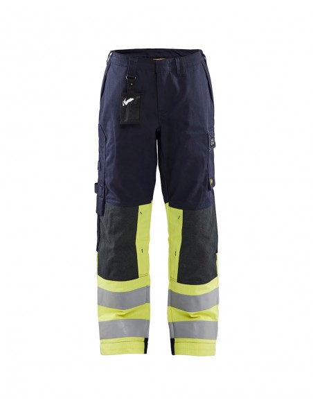 Pantalon Multinormes Femme Marine/Jaune Fluo 34-Accueil-Alchimistes