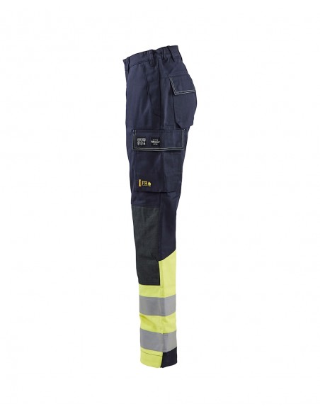 Pantalon Multinormes Femme Marine/Jaune Fluo 34-Accueil-Alchimistes