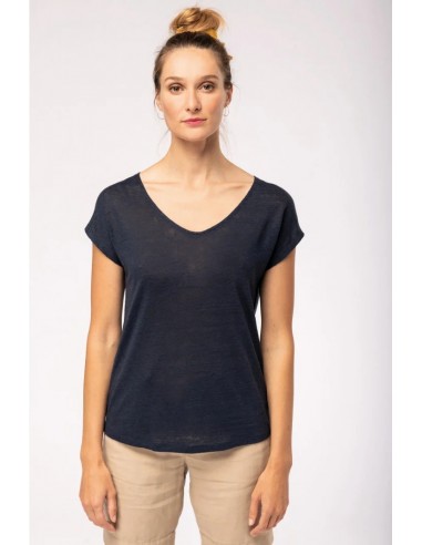 NS321 - T-shirt en lin col V femme - 190g-Accueil-Alchimistes