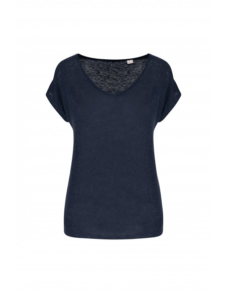 NS321 - T-shirt en lin col V femme - 190g-Accueil-Alchimistes