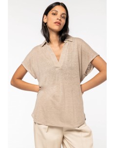 NS221 - Polo en lin femme -...