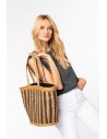 NS135 - Sac panier rayé en jonc de mer
