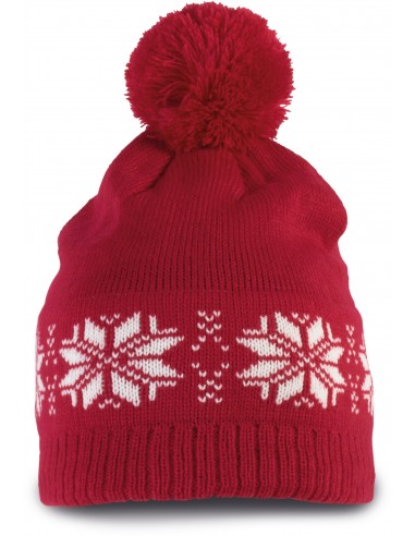 Bonnet de Noël tricoté motif étoiles - KP540-Chemises / pulls-Alchimistes