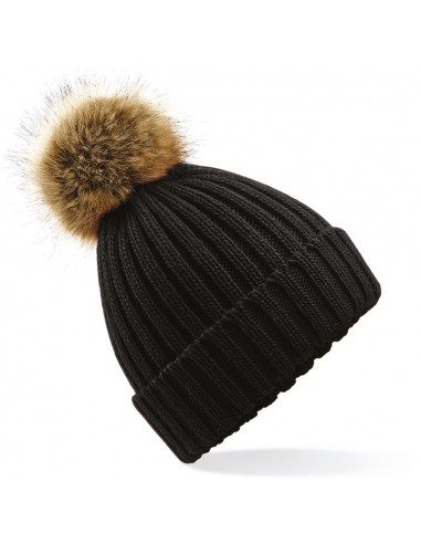 Bonnet epais avec pompon en fausse fourrure - B412-Bonnets et écharpes-Alchimistes