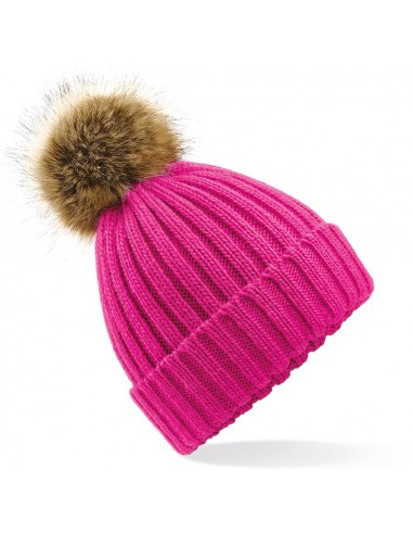 Bonnet epais avec pompon en fausse fourrure - B412-Bonnets et écharpes-Alchimistes