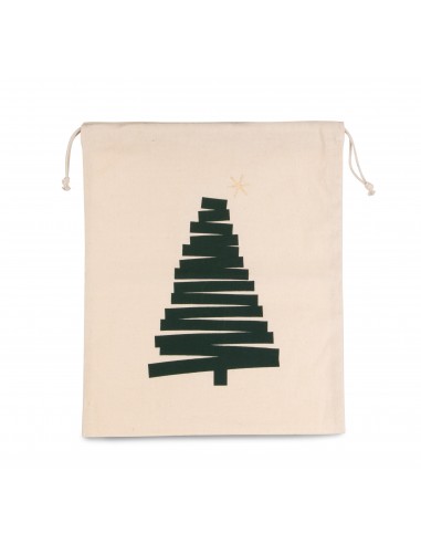 Sac coton à cordon motif sapin - KI0746-Shopping et plage-Alchimistes