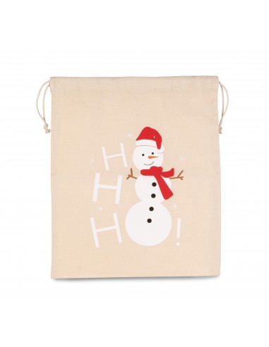 Sac coton à cordon motif bonhomme de neige - KI0745-Shopping et plage-Alchimistes
