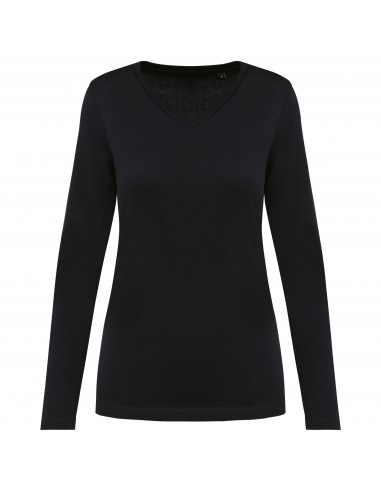 T-shirt Supima® col V manches longues femme - PK307-T-Shirts-Alchimistes