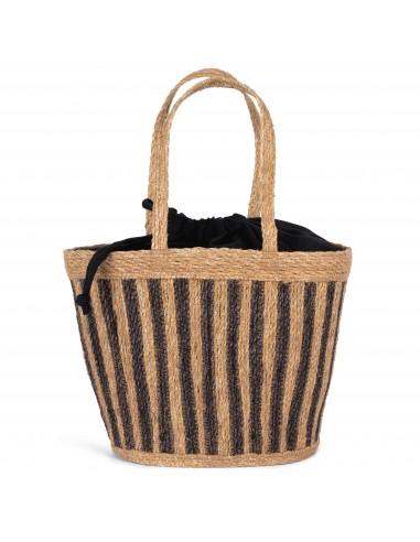 Sac panier rayé en jonc de mer - KINS135-Shopping et plage-Alchimistes