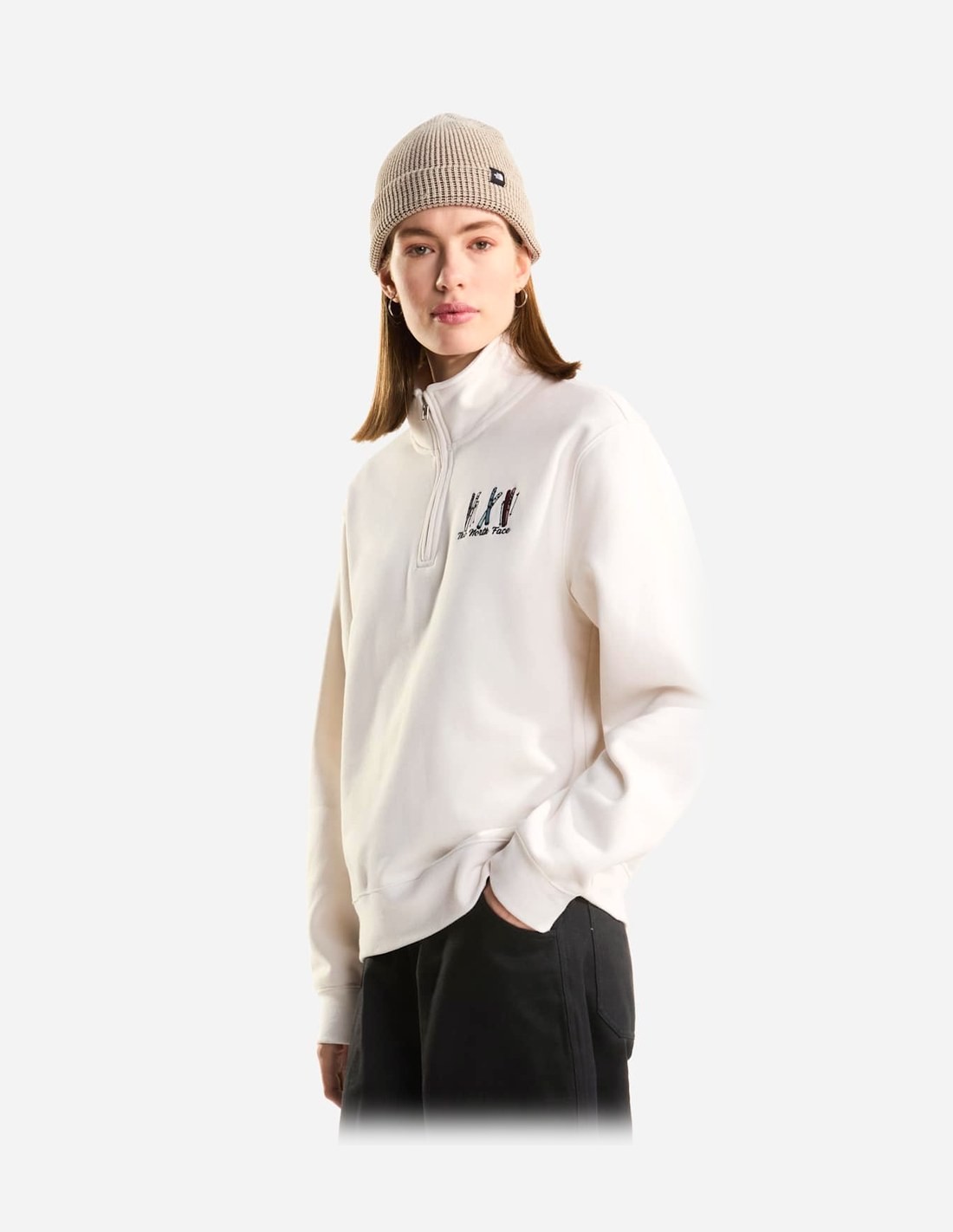 Sweat graphique décontracté col zippé à broderie ski pour femme The North Face